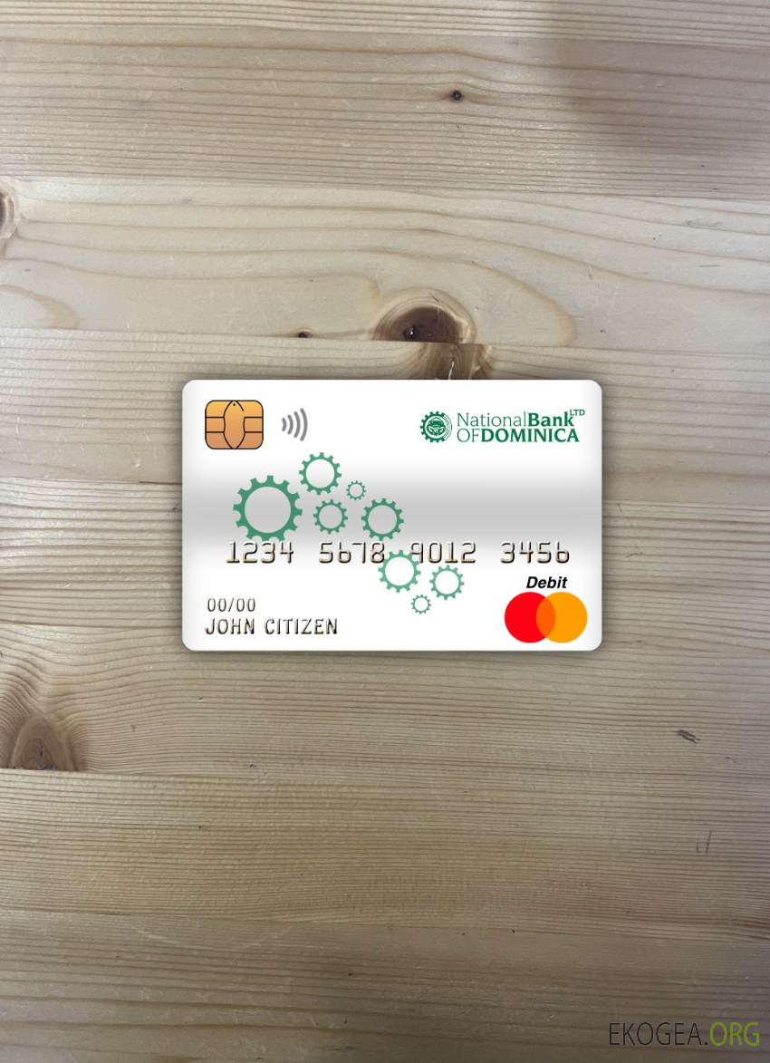 Banque nationale de la Dominique de la carte de débit principale de la Dominique, photolook , avant